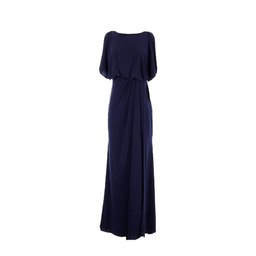 NWT BHLDN Lena in Navy Flutter Sleeve Jersey Slit Front Maxi Dress Gown 4